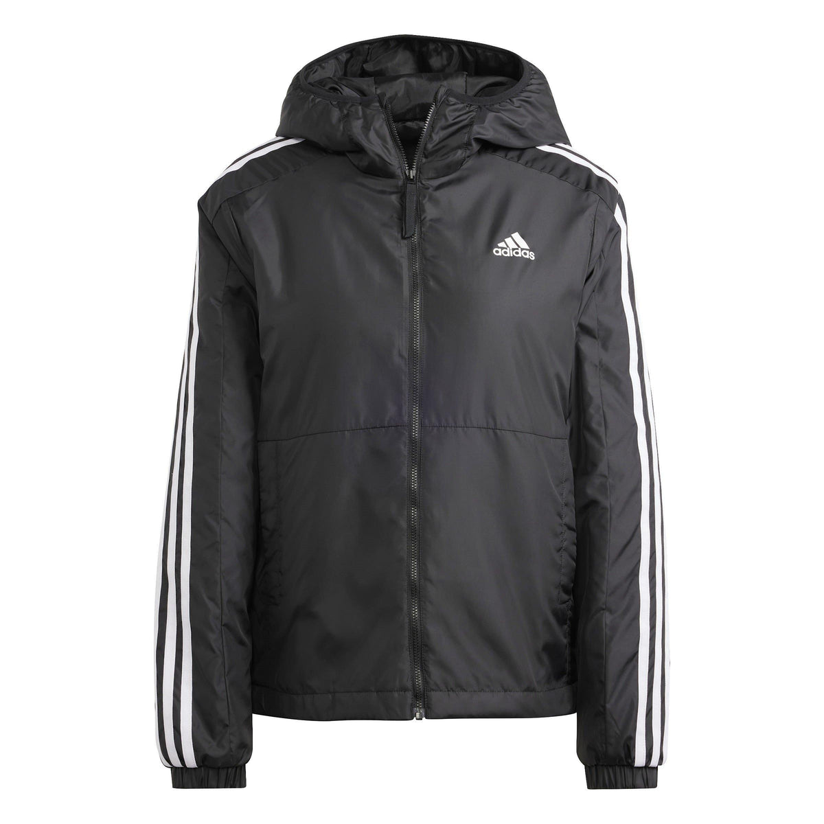 adidas 3 Stripe Essential Water Resistant Wind Resistant Long Sleeve Puffer Jacket – zdjęcie 1