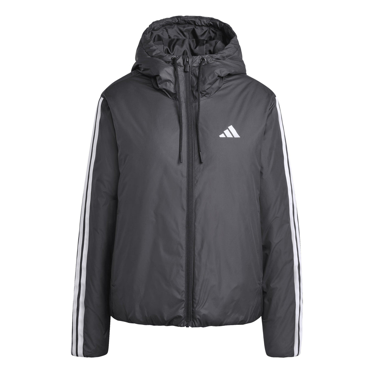 adidas 3 Stripe Essential Water Resistant Wind Resistant Long Sleeve Puffer Jacket – zdjęcie 2