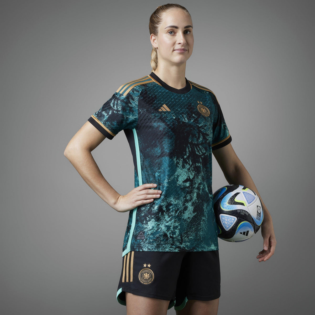 adidas adidas Germany Authentic Away Shirt 2023 – t-shirt damski, kolor niebieski – zdjęcie 3