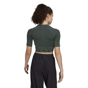 adidas AEROKNIT Training T-Shirt – koszulka treningowa damska, kolor zielony, czarny – zdjęcie 3