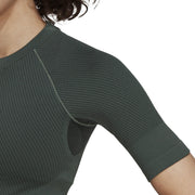 adidas AEROKNIT Training T-Shirt – koszulka treningowa damska, kolor zielony, czarny – zdjęcie 5