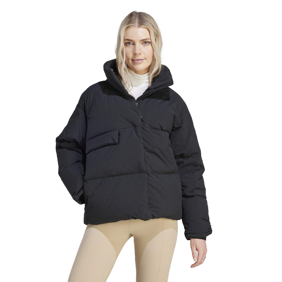 adidas Big Waffle Water-Resistant Funnel Neck Long Sleeve Down Jacket – zdjęcie 2