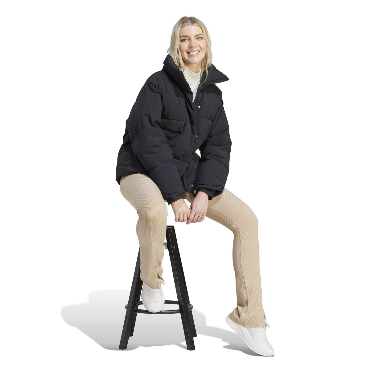 adidas Big Waffle Water-Resistant Funnel Neck Long Sleeve Down Jacket – zdjęcie 4