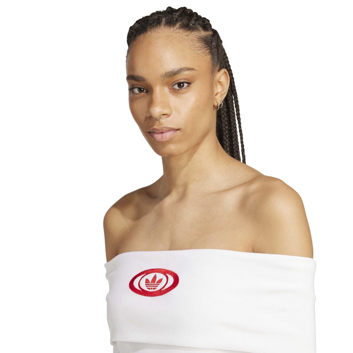 adidas Campus2000 Off Shoulder Top – t-shirt damski, kolor biały – zdjęcie 4