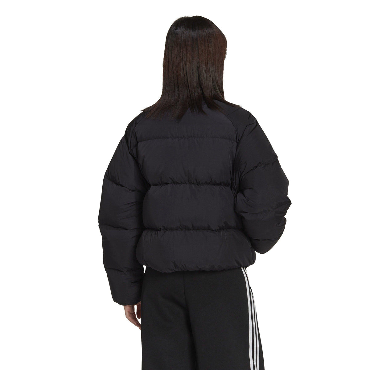 adidas Down Long Sleeve Oversized Fit Short Puffer Jacket – kurtka damska, kolor czarny – zdjęcie 3