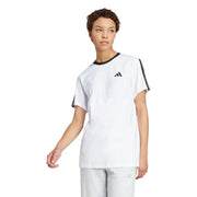 adidas Essentials 3 Stripe T-Shirt – t-shirt damski, kolor biały, czarny – zdjęcie 2