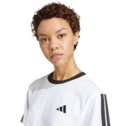 adidas Essentials 3 Stripe T-Shirt – t-shirt damski, kolor biały, czarny – zdjęcie 5