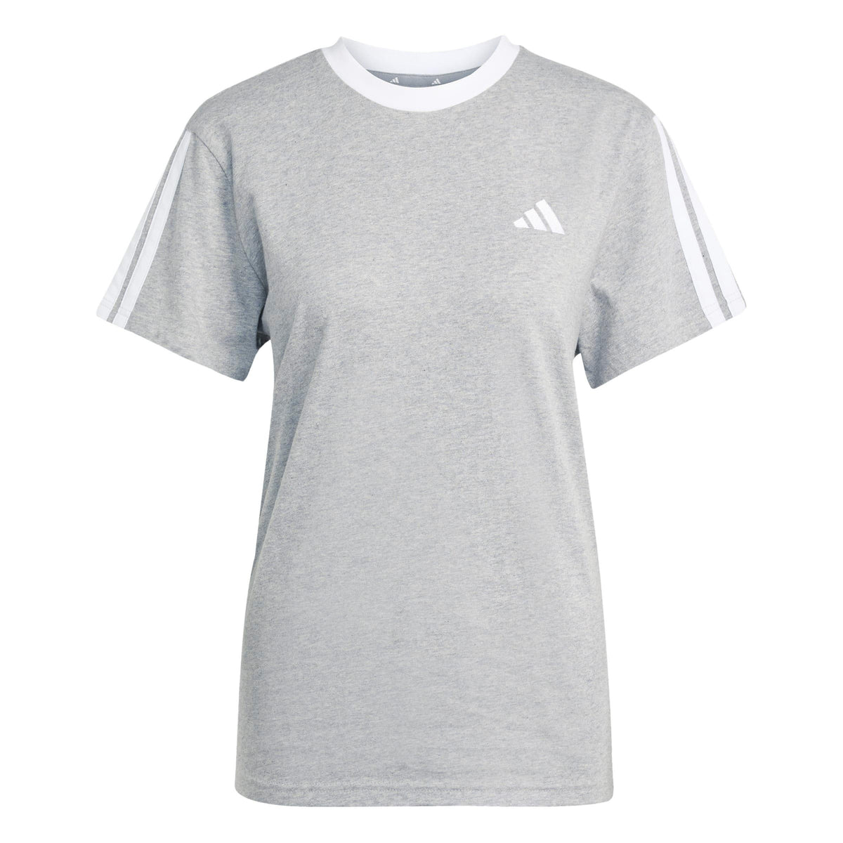 adidas Essentials 3 Stripe T-Shirt – t-shirt damski, kolor szary