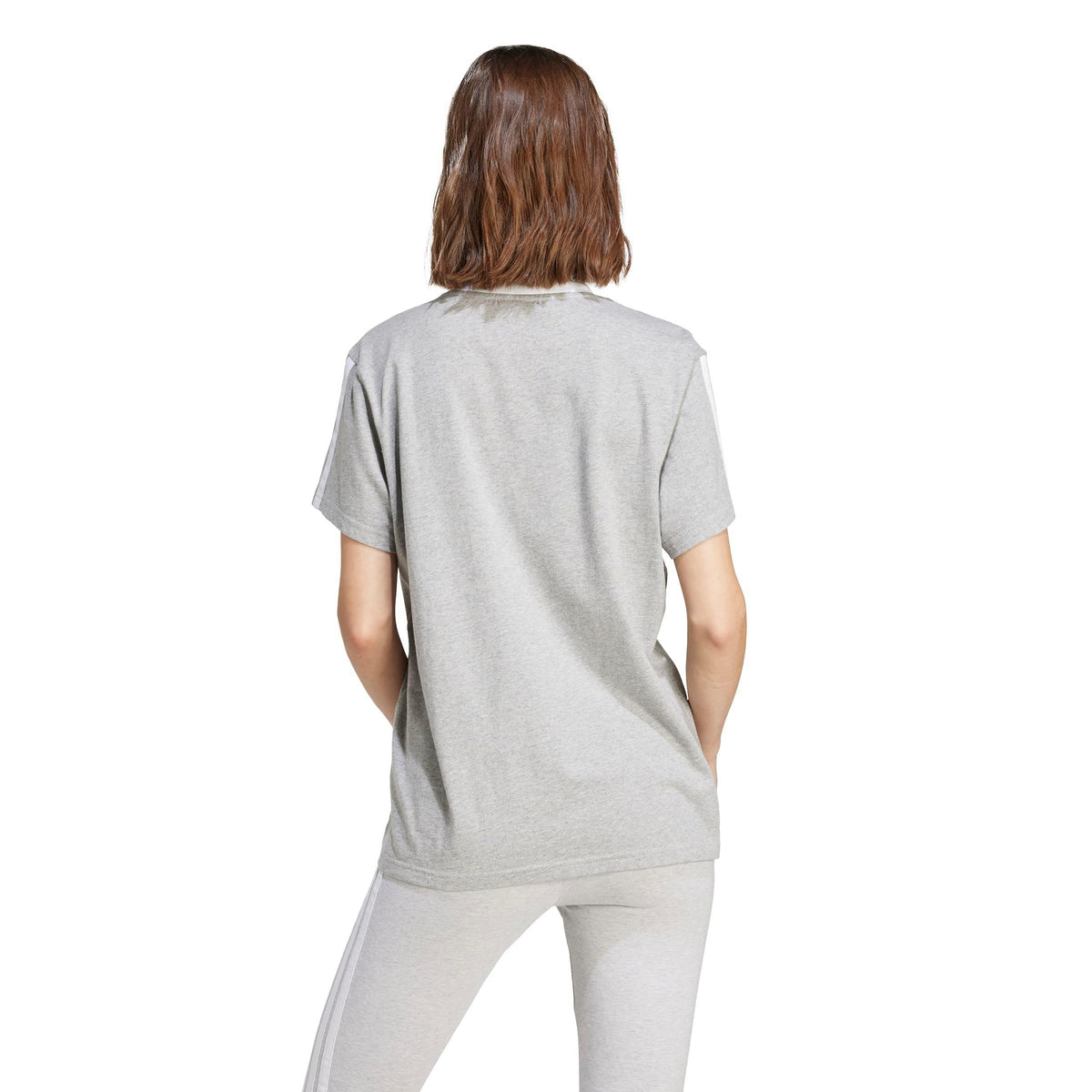adidas Essentials 3 Stripe T-Shirt – t-shirt damski, kolor szary – zdjęcie 3