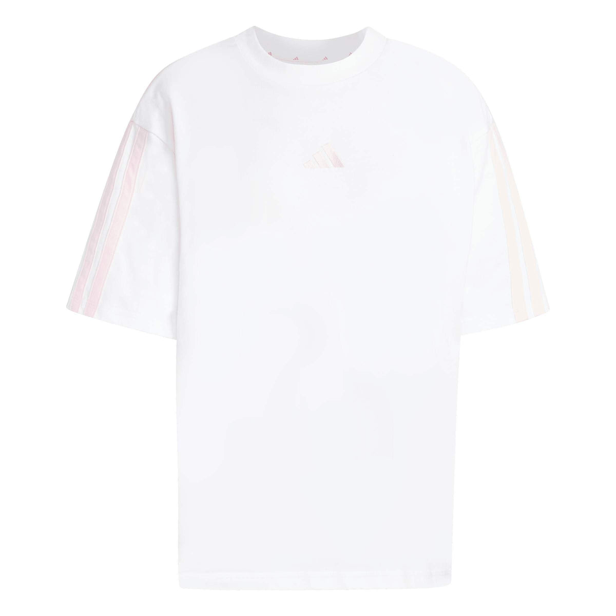 adidas Essentials 3 Stripe T-Shirt – t-shirt damski, kolor biały, różowy