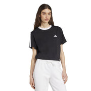 adidas Essentials 3 Stripe T-Shirt – t-shirt damski, kolor czarny, biały – zdjęcie 4
