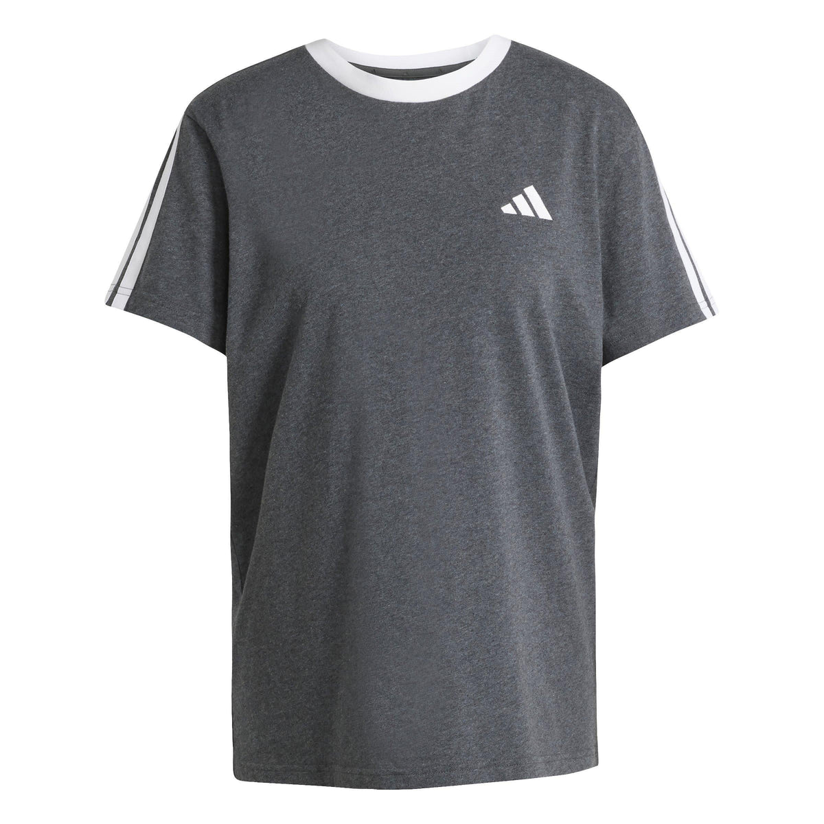 adidas Essentials 3 Stripe T-Shirt – t-shirt damski, kolor szary