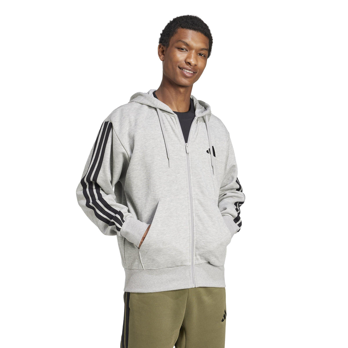 adidas Essentials Fleece 3-Stripes Full-Zip Hoodie – zdjęcie 4