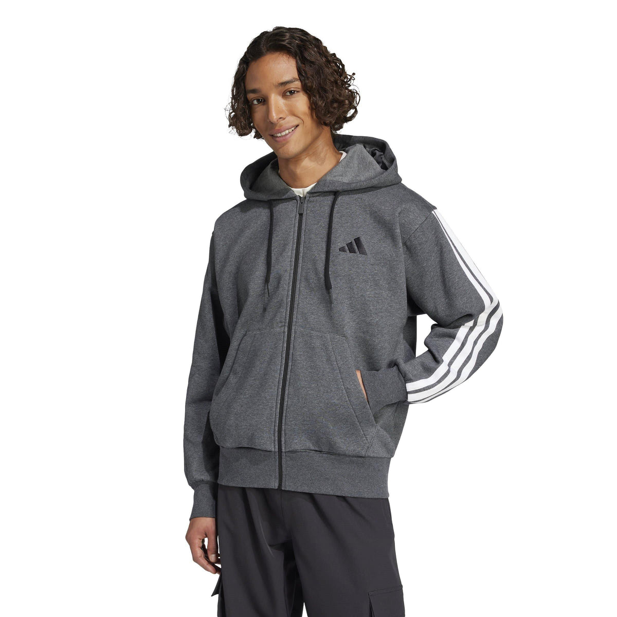 adidas Essentials Fleece 3-Stripes Full-Zip Hoodie – zdjęcie 2