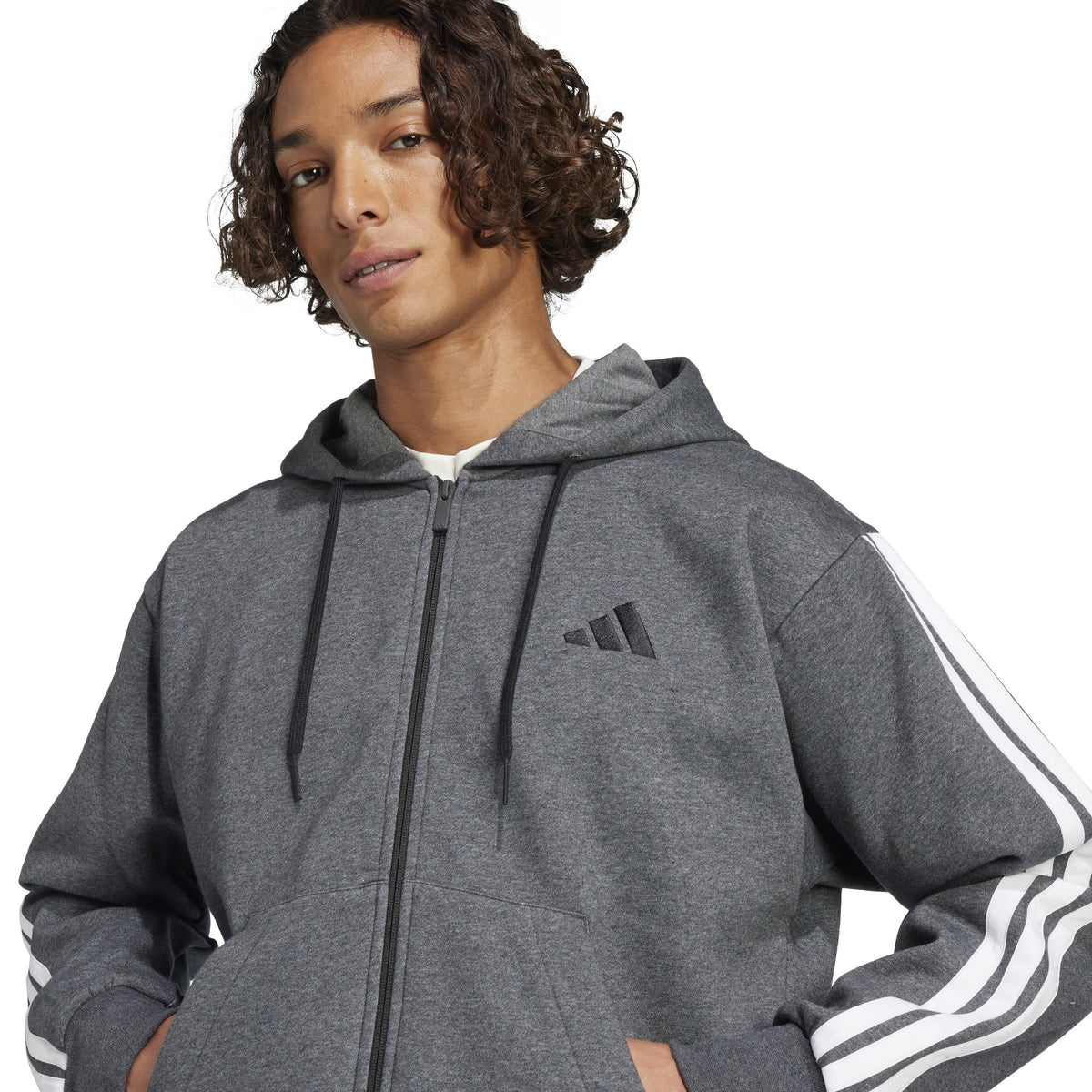 adidas Essentials Fleece 3-Stripes Full-Zip Hoodie – zdjęcie 5