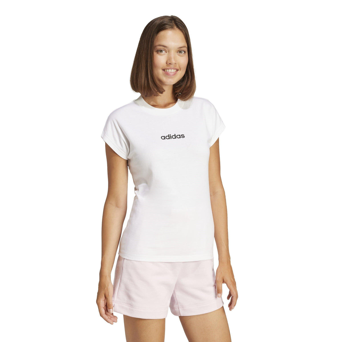 adidas Essentials Linear Cotton T-Shirt – t-shirt damski, kolor biały – zdjęcie 4
