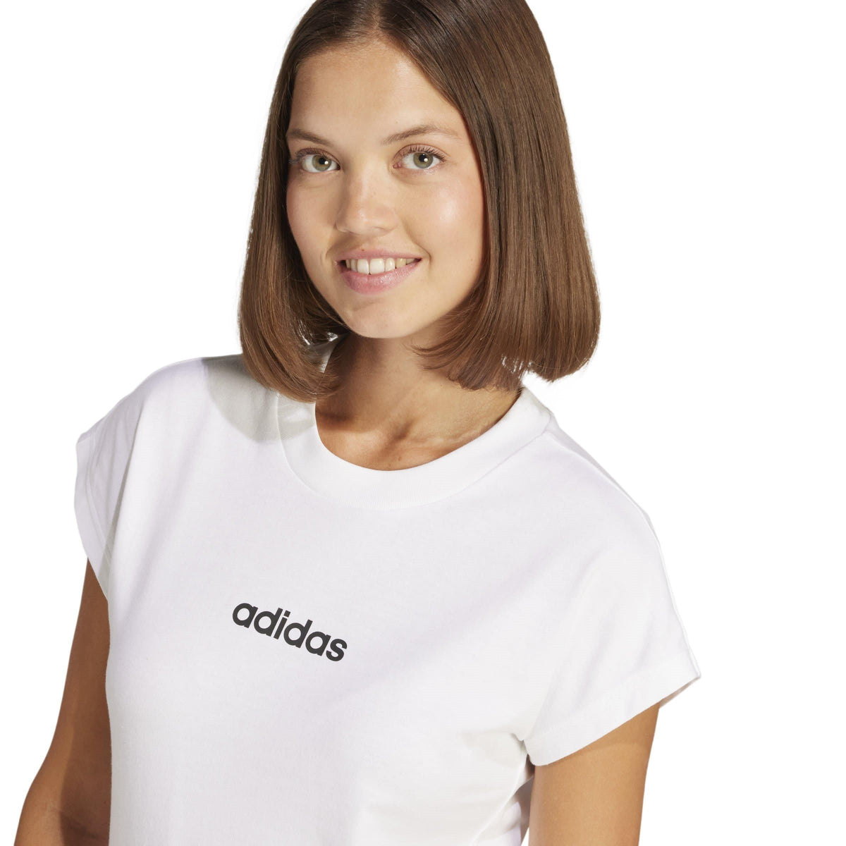 adidas Essentials Linear Cotton T-Shirt – t-shirt damski, kolor biały – zdjęcie 5