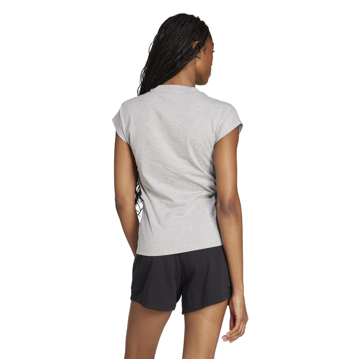 adidas Essentials Linear Cotton T-Shirt – t-shirt damski, kolor szary – zdjęcie 3