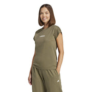 adidas Essentials Linear Cotton T-Shirt – t-shirt damski, kolor zielony – zdjęcie 2