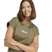 adidas Essentials Linear Cotton T-Shirt – t-shirt damski, kolor zielony – zdjęcie 5