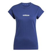 adidas Essentials Linear Cotton T-Shirt – t-shirt damski, kolor niebieski
