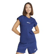 adidas Essentials Linear Cotton T-Shirt – t-shirt damski, kolor niebieski – zdjęcie 2