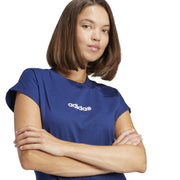 adidas Essentials Linear Cotton T-Shirt – t-shirt damski, kolor niebieski – zdjęcie 5