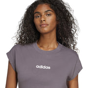 adidas Essentials Linear Cotton T-Shirt – t-shirt damski, kolor szary – zdjęcie 5