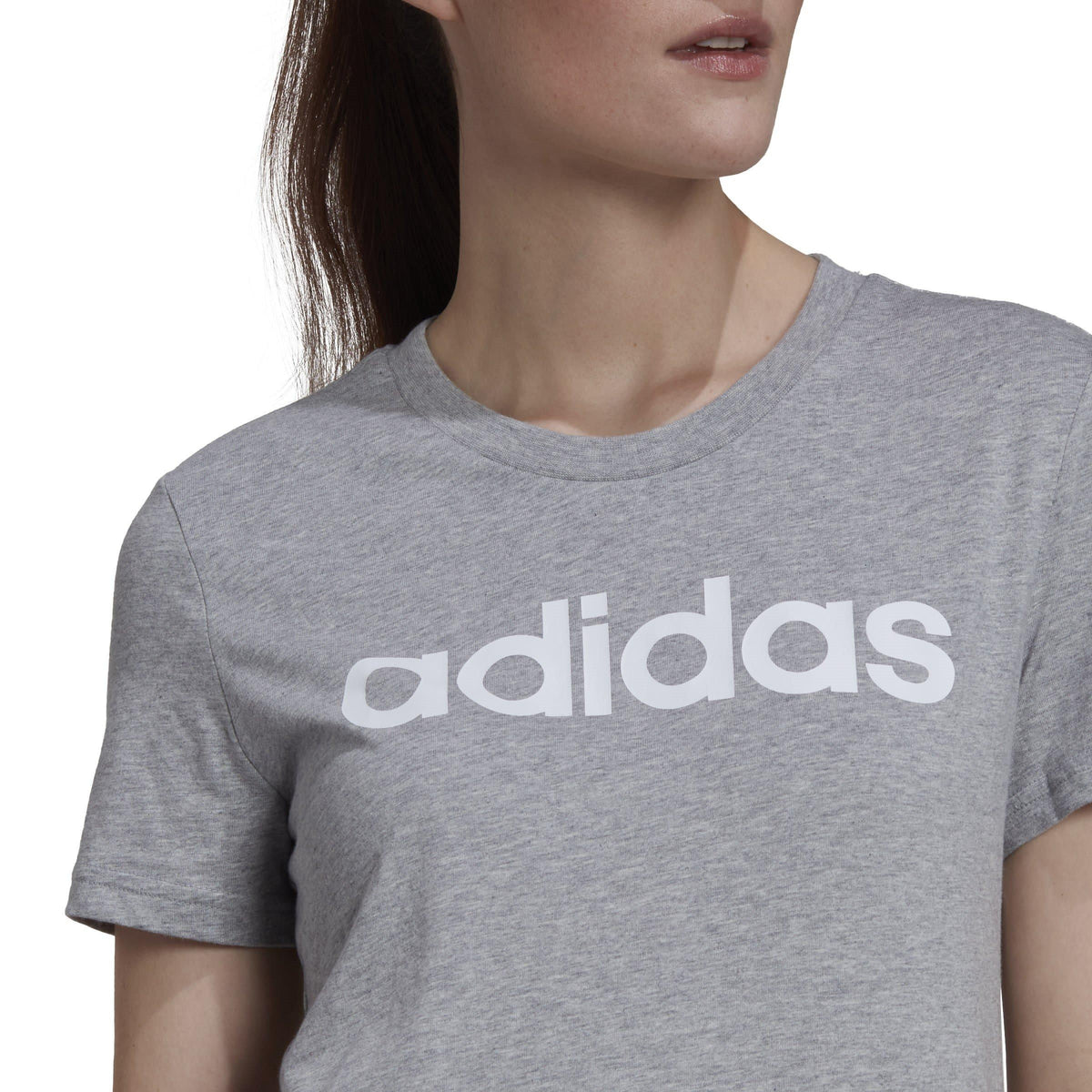 adidas Essentials Slim Logo T Shirt – t-shirt damski, kolor szary – zdjęcie 5