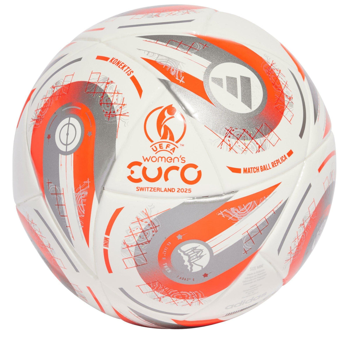 adidas Euros 2025 ™ Mini Ball Adults – piłka sportowa, kolor biały, srebrny