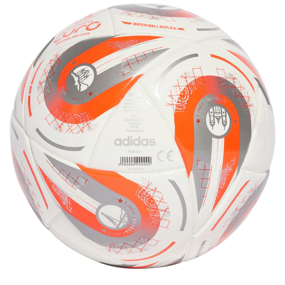 adidas Euros 2025 ™ Mini Ball Adults – piłka sportowa, kolor biały, srebrny – zdjęcie 2