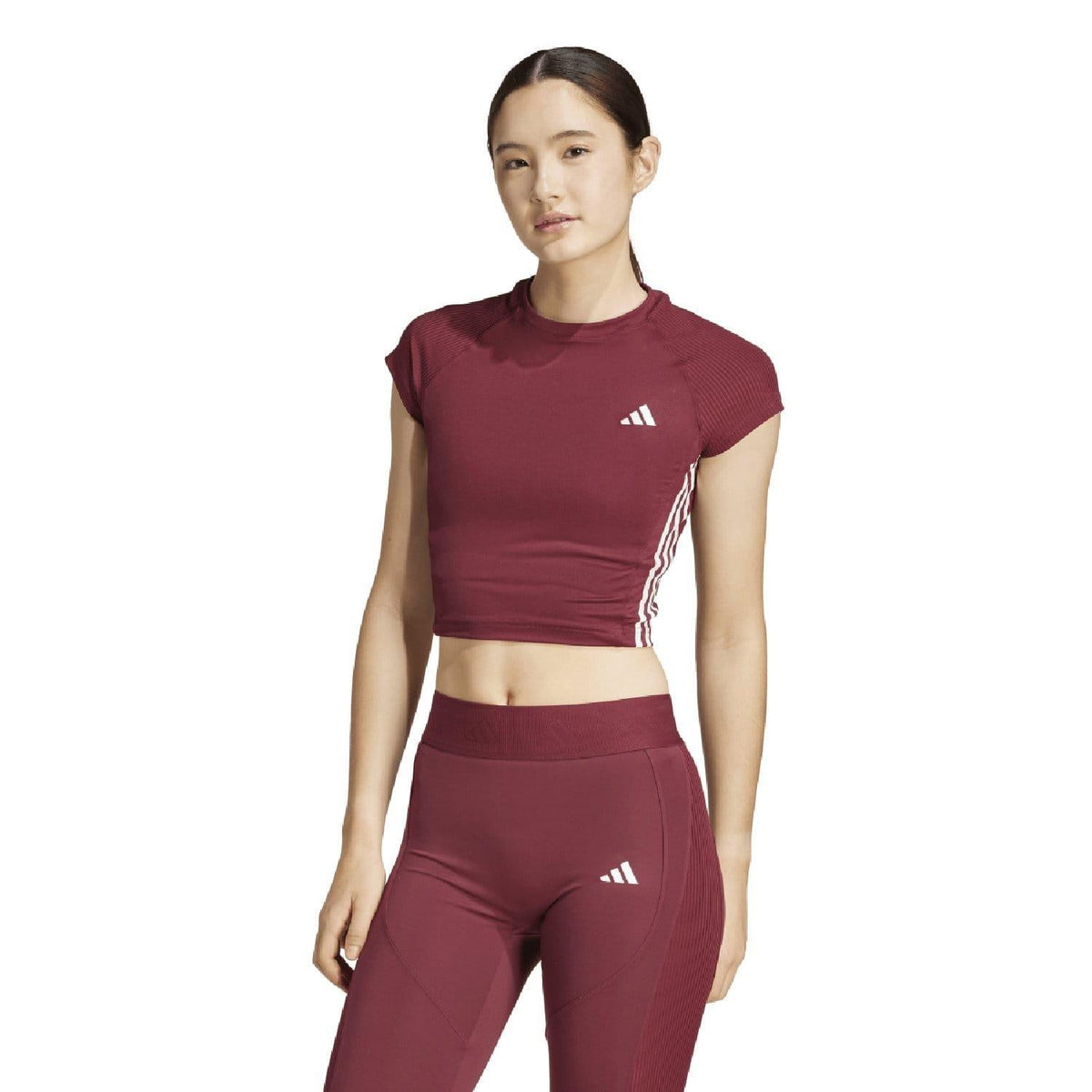 adidas Hyperglam Rib T-Shirt – t-shirt damski, kolor czerwony