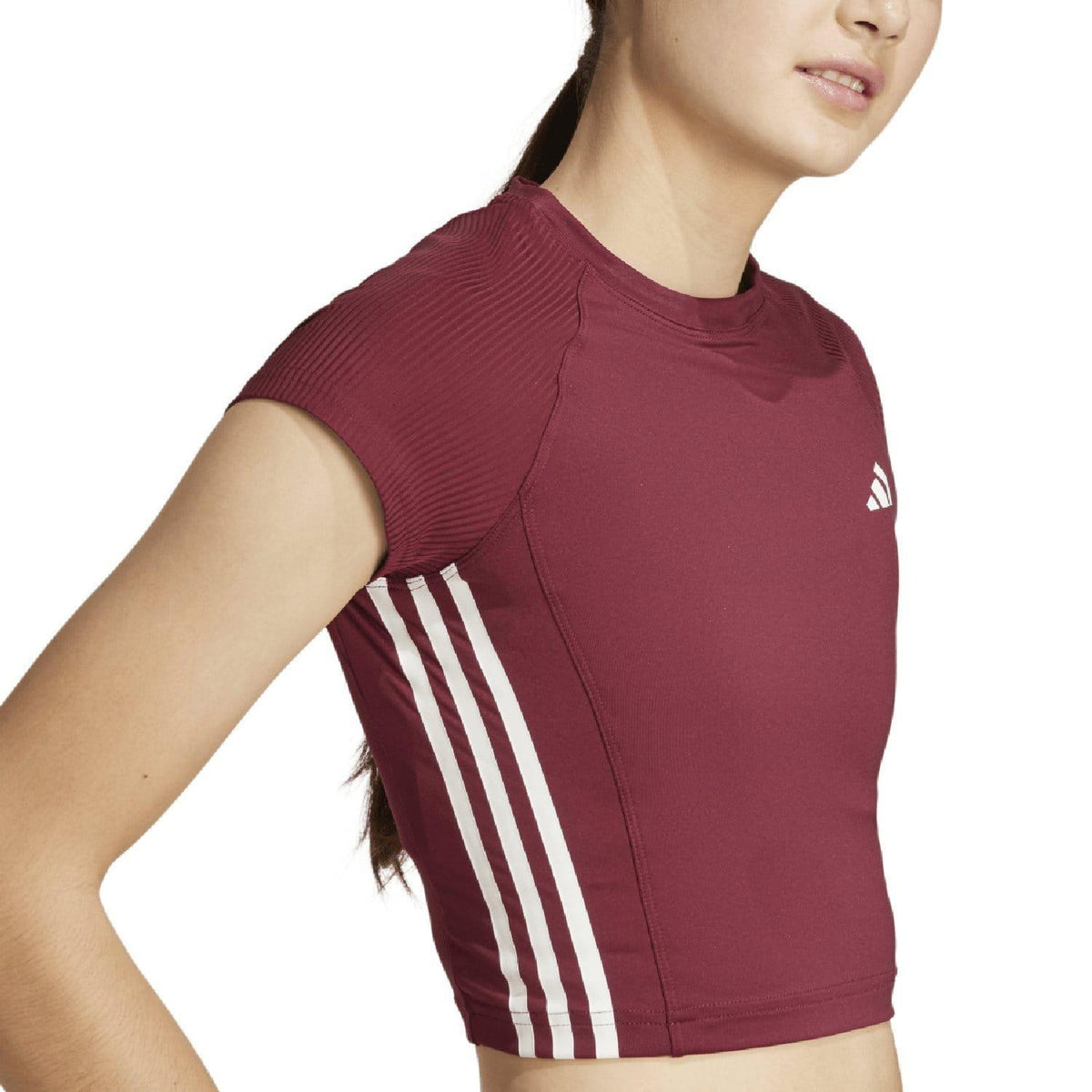 adidas Hyperglam Rib T-Shirt – t-shirt damski, kolor czerwony – zdjęcie 4
