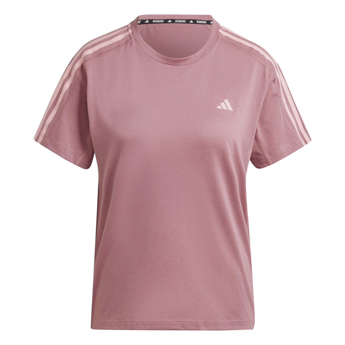 adidas Own The Run Three-Stripe T-Shirt – t-shirt damski, kolor czerwony