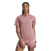 adidas Own The Run Three-Stripe T-Shirt – t-shirt damski, kolor czerwony – zdjęcie 2
