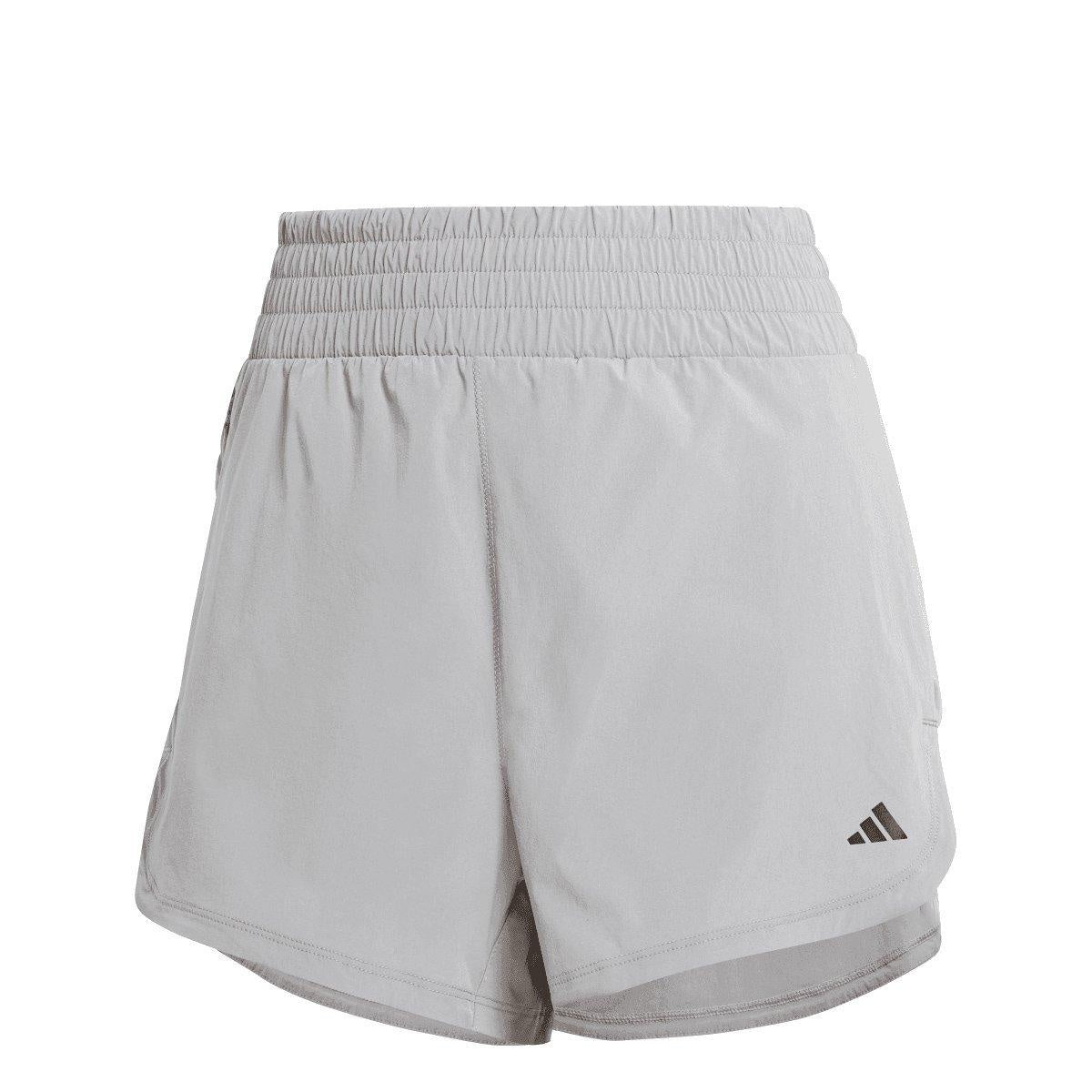 adidas Pacer Stretch-Woven Zipper Pocket Lux Shorts – szorty damskie, kolor szary
