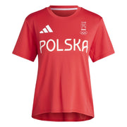 adidas Poland Short Sleeve Performance Gym Top – koszulka treningowa damska, kolor czerwony
