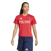 adidas Poland Short Sleeve Performance Gym Top – koszulka treningowa damska, kolor czerwony – zdjęcie 2