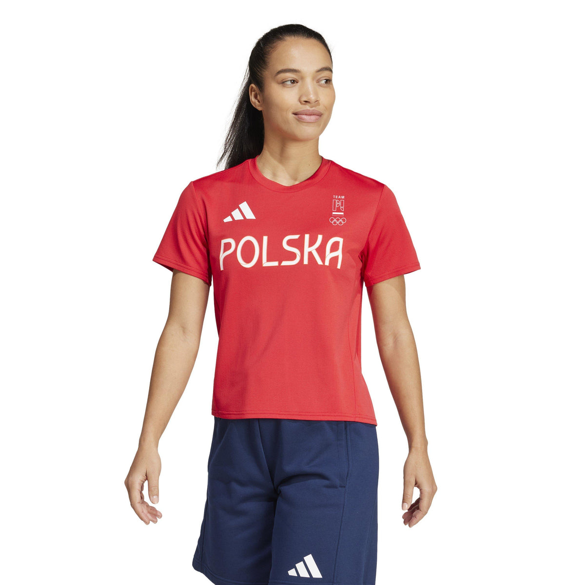 adidas Poland Short Sleeve Performance Gym Top – koszulka treningowa damska, kolor czerwony – zdjęcie 2