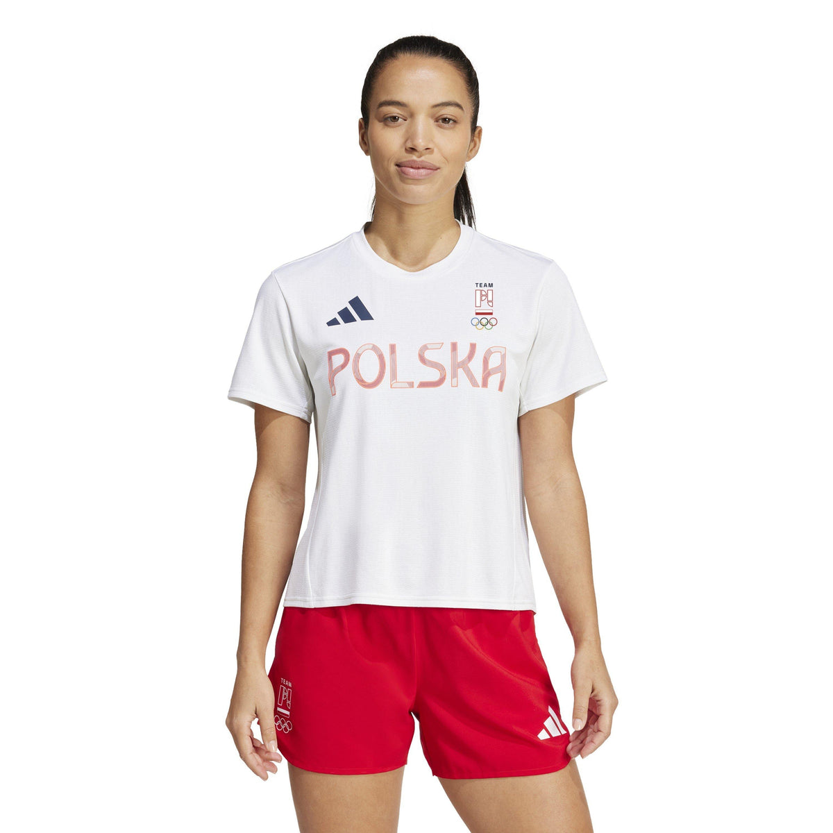 adidas Poland Short Sleeve Performance Gym Top – koszulka treningowa damska, kolor biały – zdjęcie 2