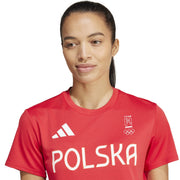 adidas Poland Short Sleeve Performance Gym Top – koszulka treningowa damska, kolor czerwony – zdjęcie 4