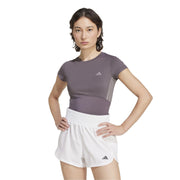 adidas Short-Sleeve Performance Gym Top – koszulka treningowa damska, kolor szary – zdjęcie 2
