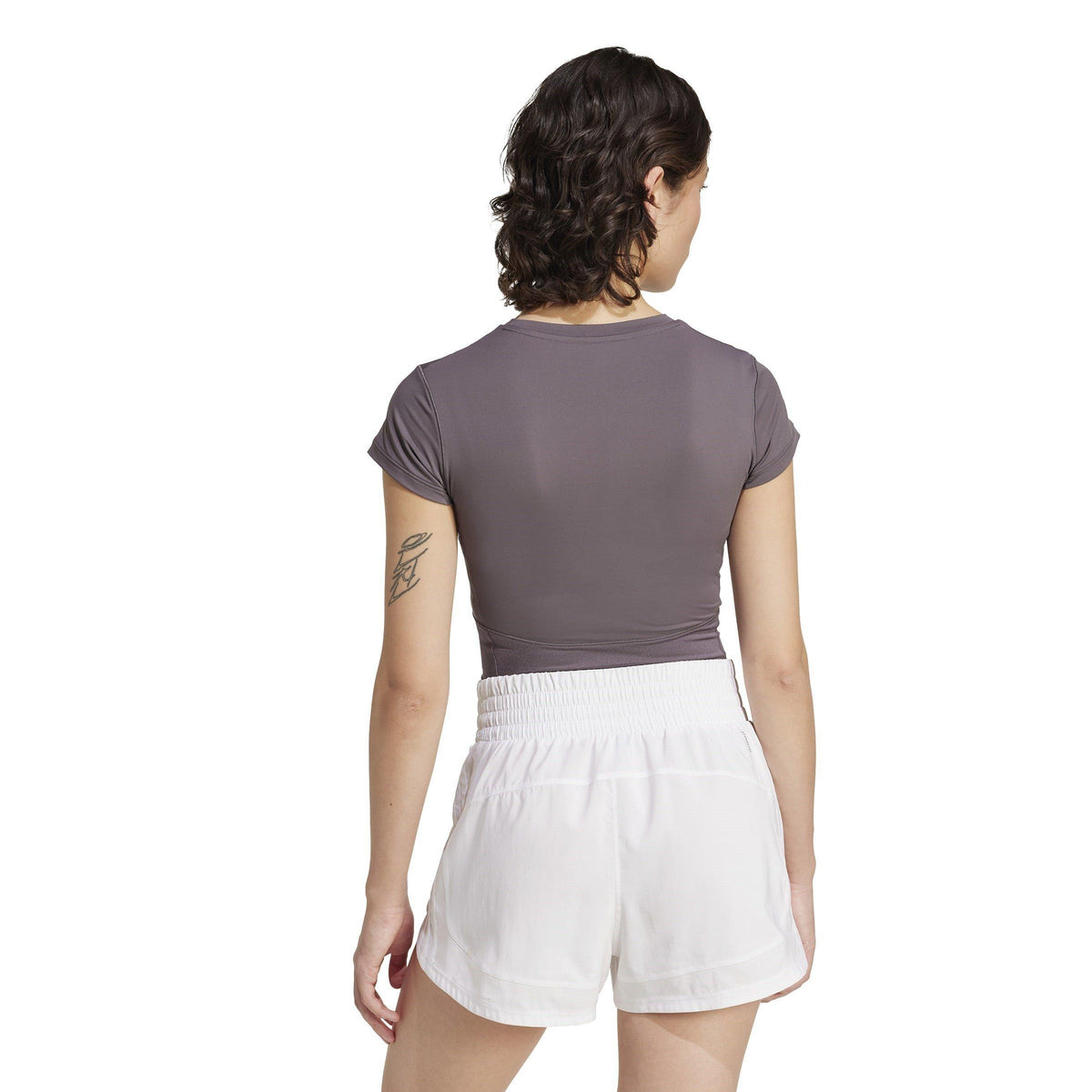 adidas Short-Sleeve Performance Gym Top – koszulka treningowa damska, kolor szary – zdjęcie 3