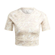 adidas Techfit Camo Print Training T-Shirt – koszulka treningowa damska, kolor beżowy – zdjęcie 2
