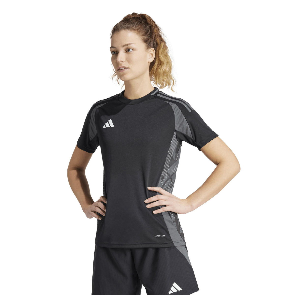 adidas Tiro24 Short Sleeve Performance T-Shirt – koszulka piłkarska damska, kolor czarny – zdjęcie 3