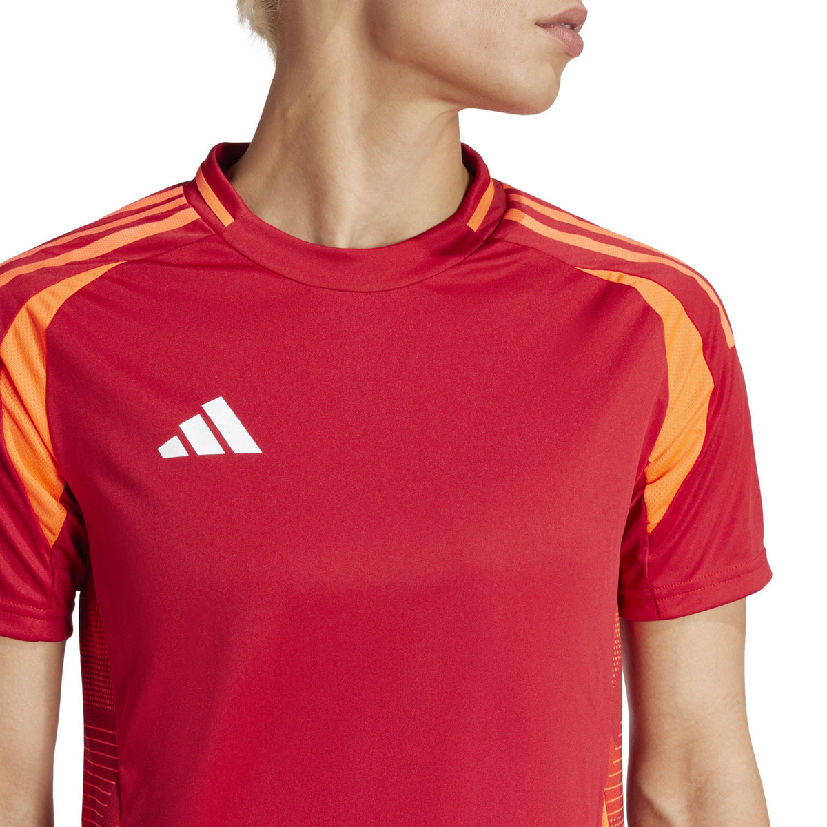 adidas Tiro24 Short Sleeve Performance T-Shirt – koszulka piłkarska damska, kolor czerwony – zdjęcie 5
